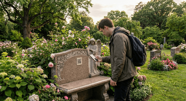 QR code scanning at memorial